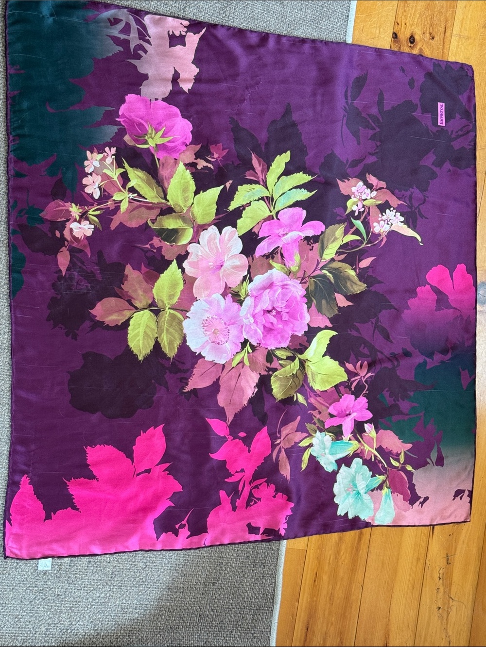 Floral Scarf in Plum and Pink